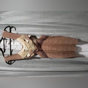 Hot Miami Style dress used in good condition brown bandage dress small